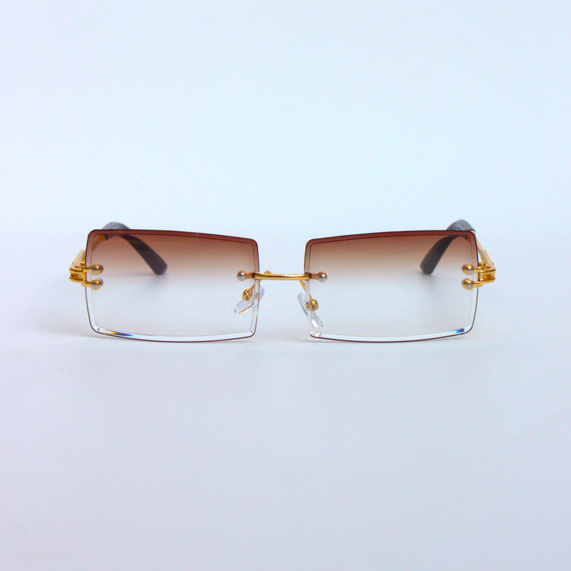 Brown-Gradient-6950-Rectangular-Rimless-Threepiece-Sunglasses