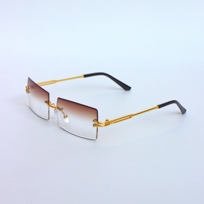 Rectangle Gradient Rimless Brown-Gradient-6950-Rectangular-Rimless-Threepiece-Sunglasses – Shades