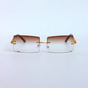 Brown-Gradient-6950-Rectangular-Rimless-Threepiece-Sunglasses