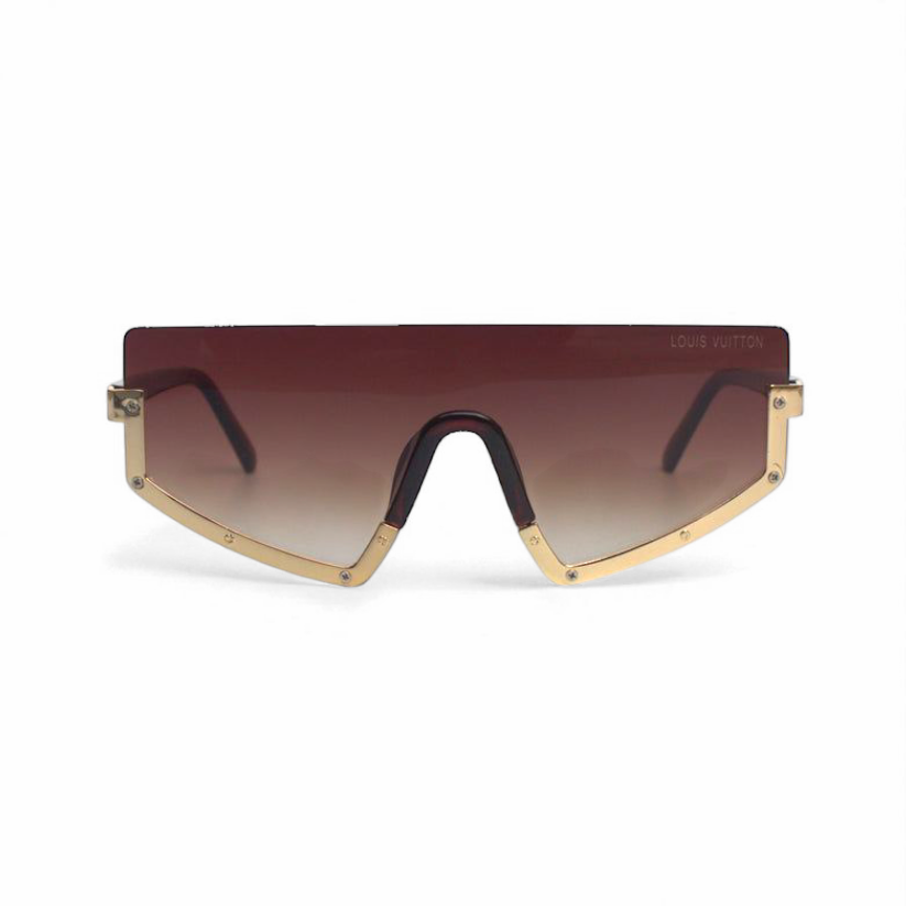 Brown-Halfrim-6956-Metal-Oversize-Onepiece-Sunglasses